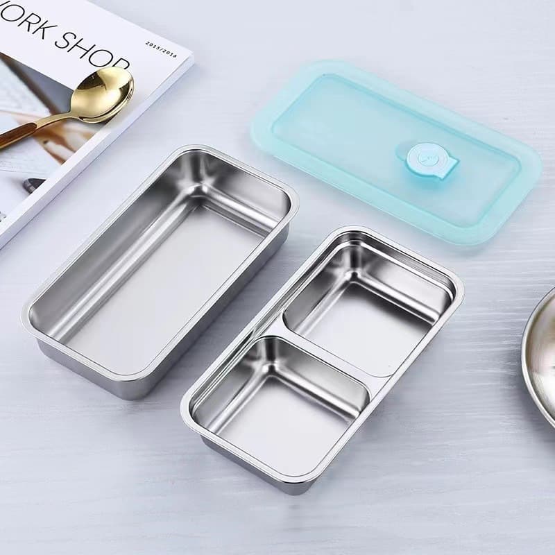 Cross-Border Sealed Box 304 Stainless Steel Fresh-Keeping Container with Lid, Food Snack Box, Condiment Dish Compartment, Office Bento Box