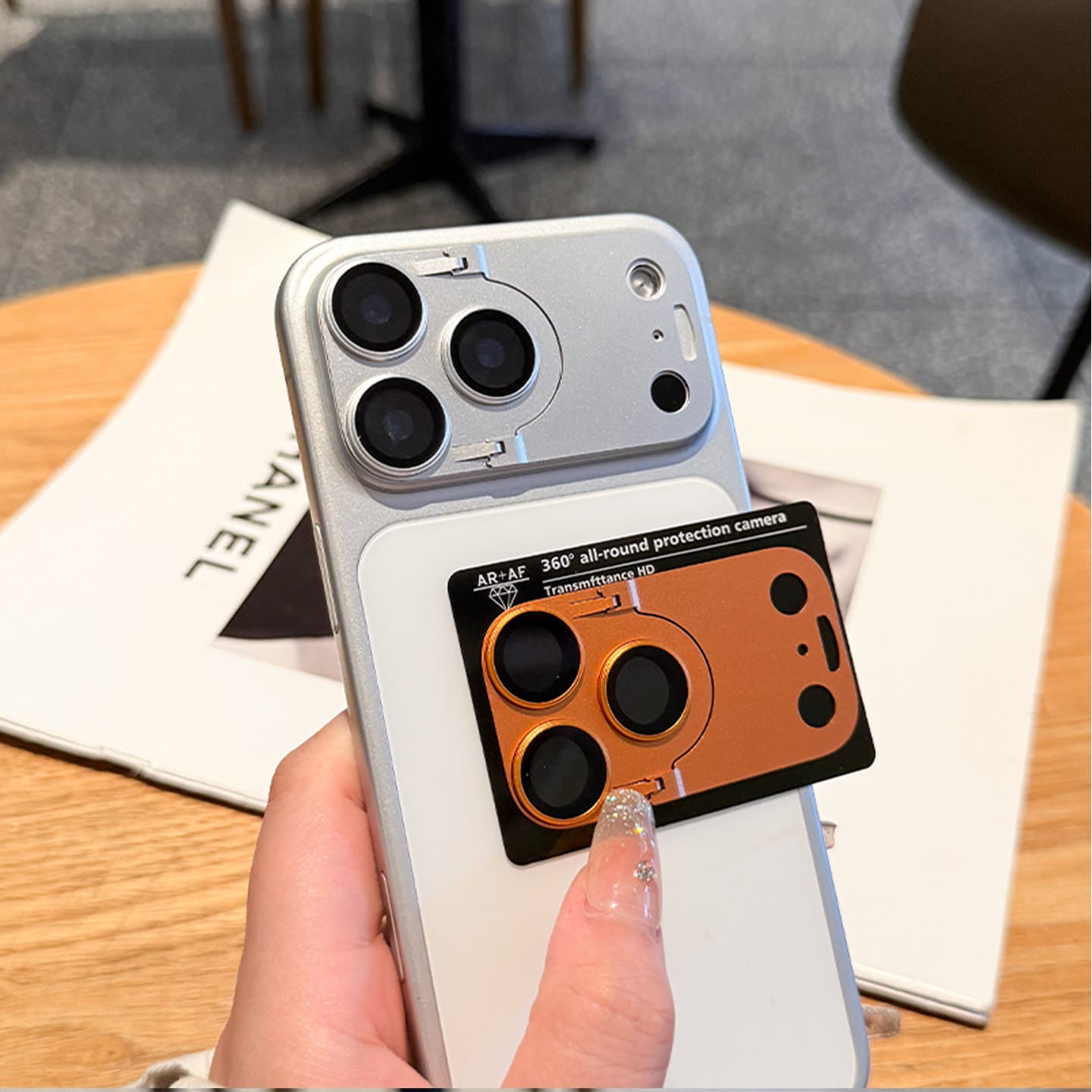Suitable for Apple 18promax lens film integrated 18P metal folding bracket Apple 17pro rear camera sticker