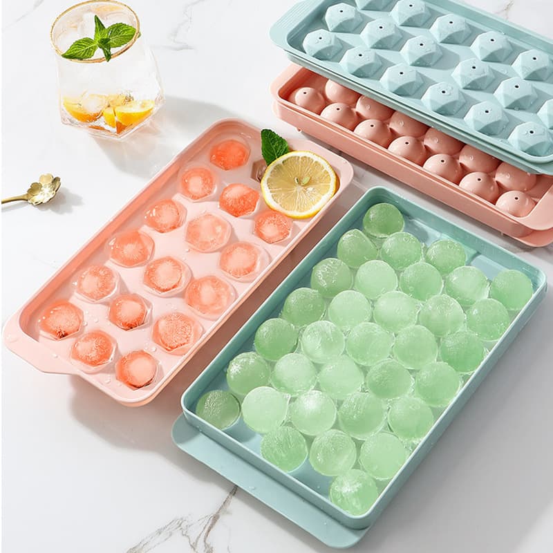 Ice Cube Tray Quick Freezer, Home Refrigerator Ice Cube Maker with Lid, DIY Round Ice Ball Mold, Ice Making Tool