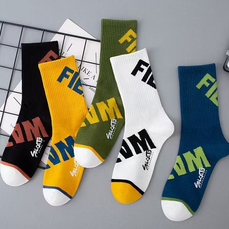 Fall/Winter Men's Sports Mid-Calf Socks, Moisture-Wicking Basketball Socks, Breathable Mid-Length Basketball Letter Sports Socks