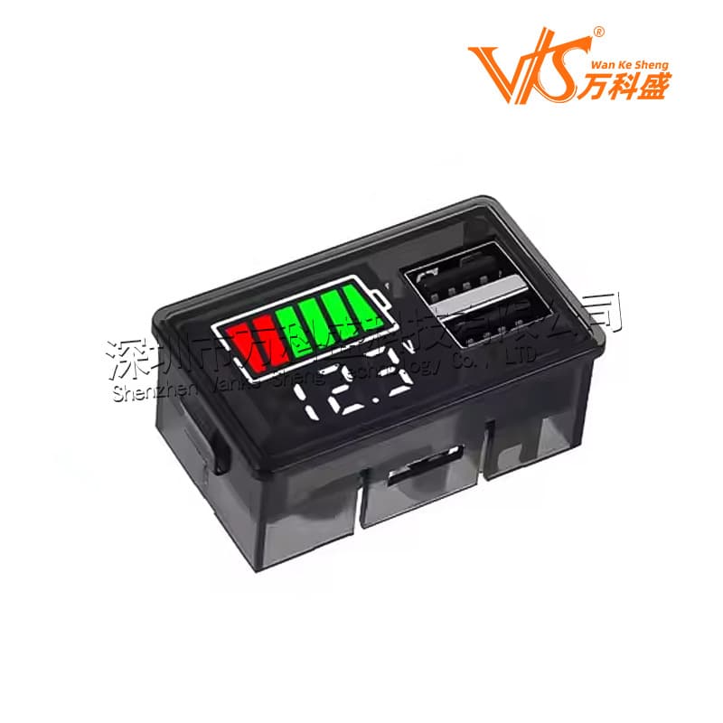 Dual USB Fast Charging Meter Type-C DC Voltage Capacity Dual Display Meter Universal for Lead-Acid and Lithium Batteries