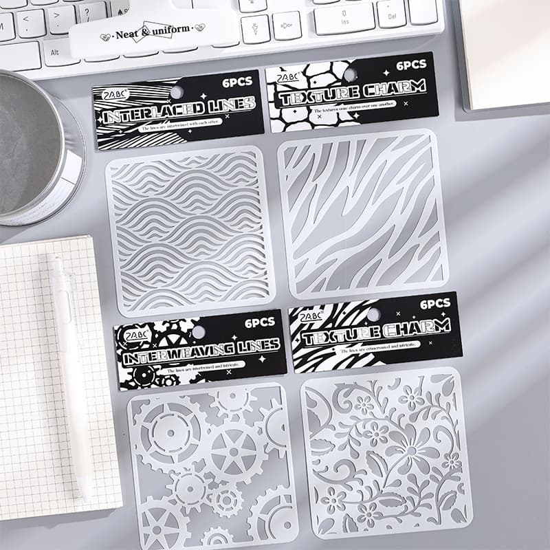 ZABC journal drawing ruler texture world hand-copy newspaper template hollow-out drawing PET painting material template wholesale