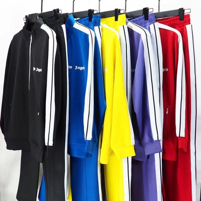 2023 European and American Trend Palm Angels Side Stripe Sportswear Set Couples Hoodie Jacket Casual Pants