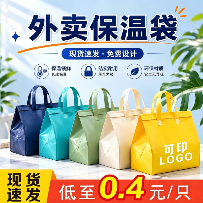 Non-woven fabric laminated aluminum foil takeout thermal handbag, milk tea coffee food delivery bag, cold insulation heat preservation bag in stock