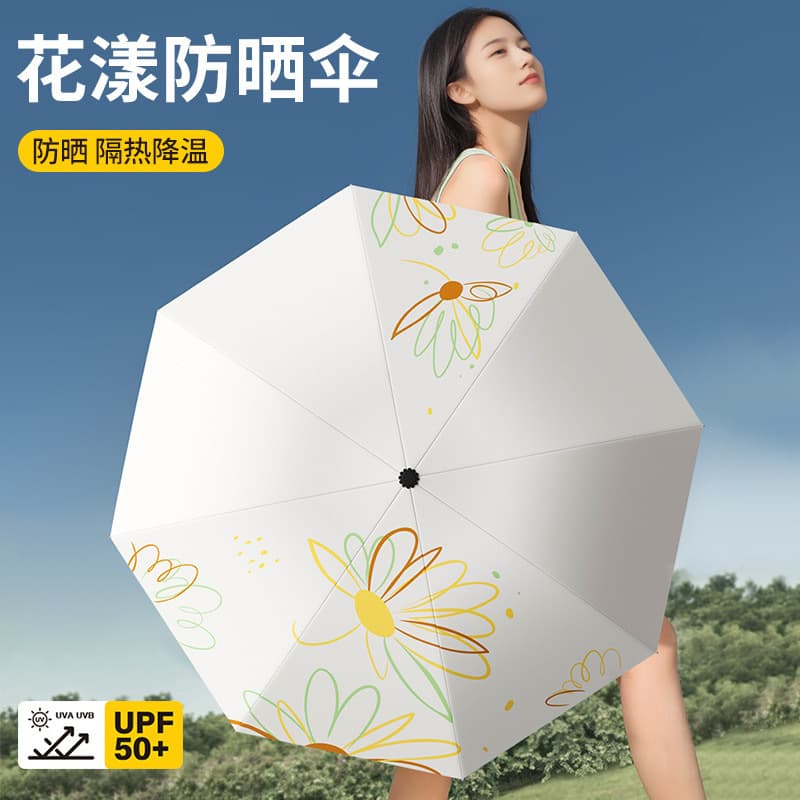 Large Size High Aesthetic Value Compact Black Glue UV Protection Sun And Rainproof Women's Sunscreen Umbrella Sunshade Manual Rain Umbrella