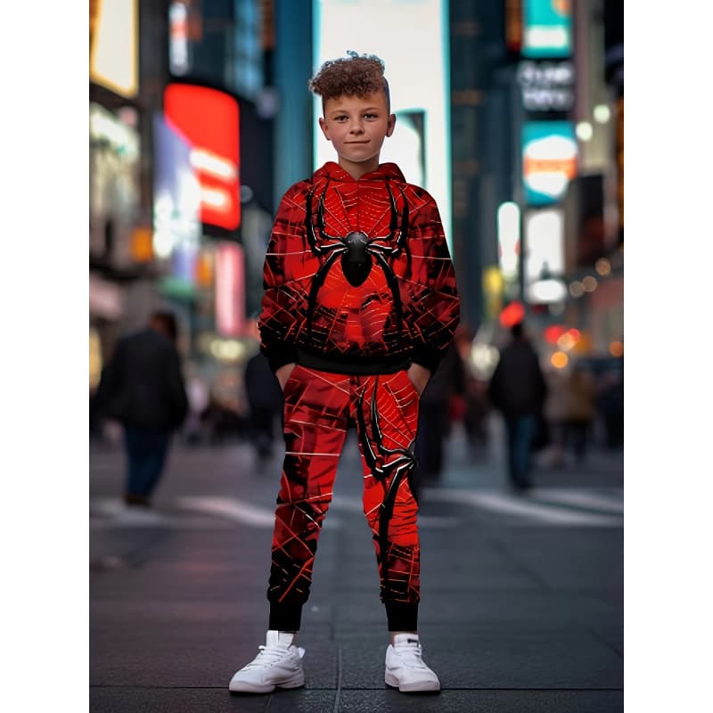 2026 New Cross-Border Dropshipping Boy's Fashion 2-Piece Set, Creative Game Spider Hero 3D Cross-Border