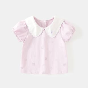 Baby Girl Short Sleeve T-Shirt Thin Style Girls Short Sleeve Top Summer Toddler Half Sleeve Cool Feeling Outdoor Base Layer
