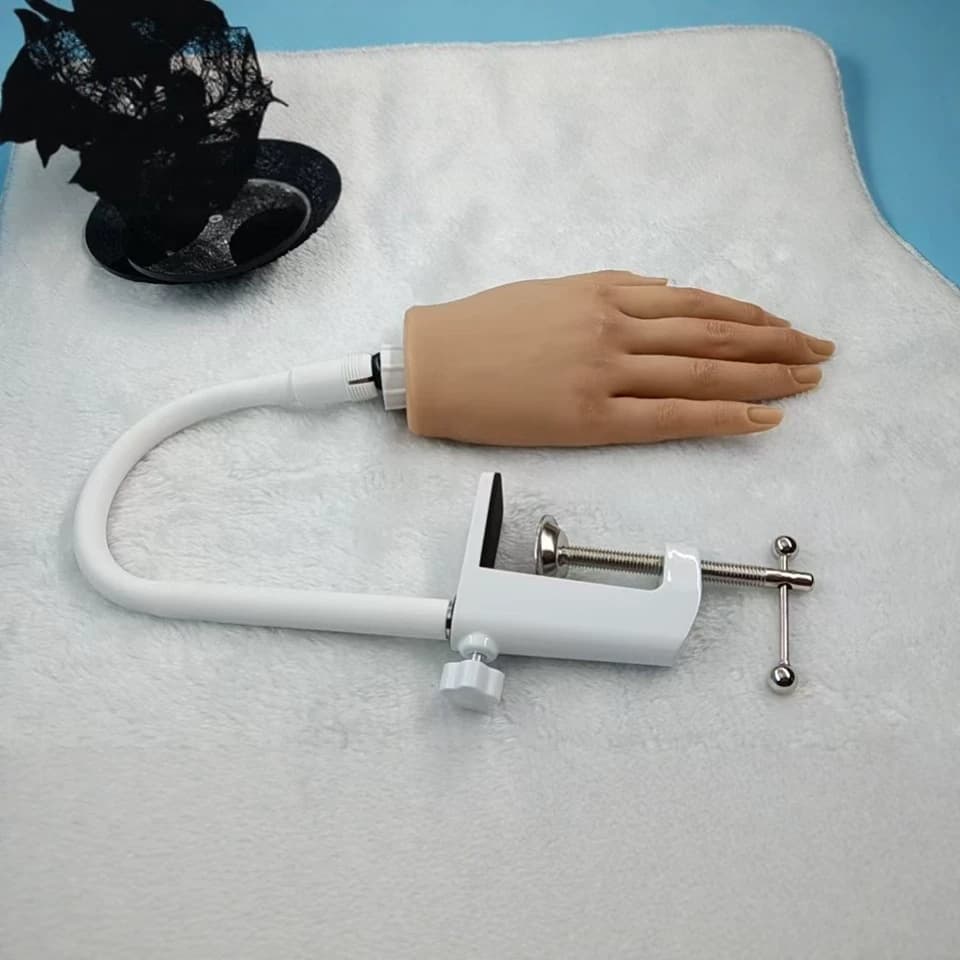Nail Practice Hand Silicone Mold Hand Model Soft Silicone Bendable with Stand Simulation Hand