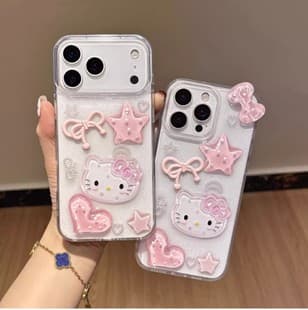3D Bow Hello Kitty Case for iPhone 17, iPhone 16 Pro Max, Protective, iPhone 15, Resin, iPhone 14, Women