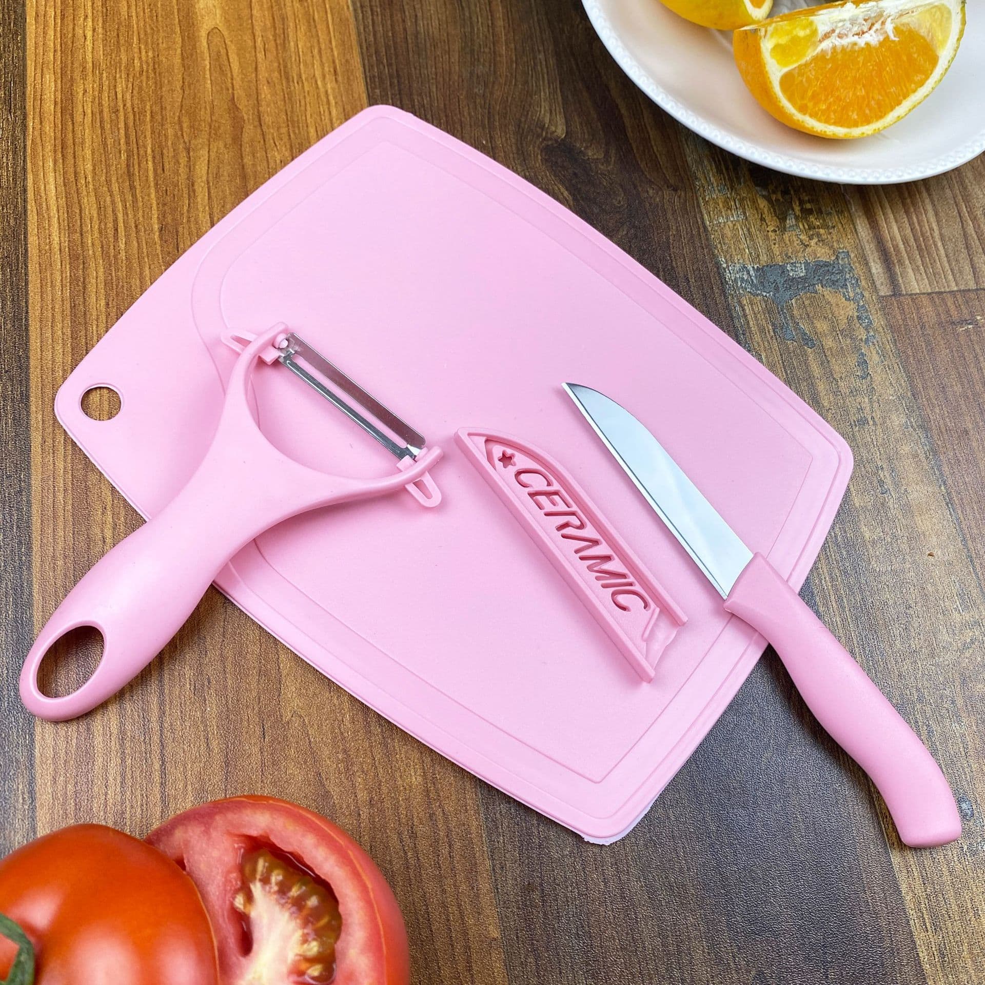 Kitchen cutting board set (3 pieces): baby food cutting board, fruit knife, peeler, defrosting board, baby food preparation set