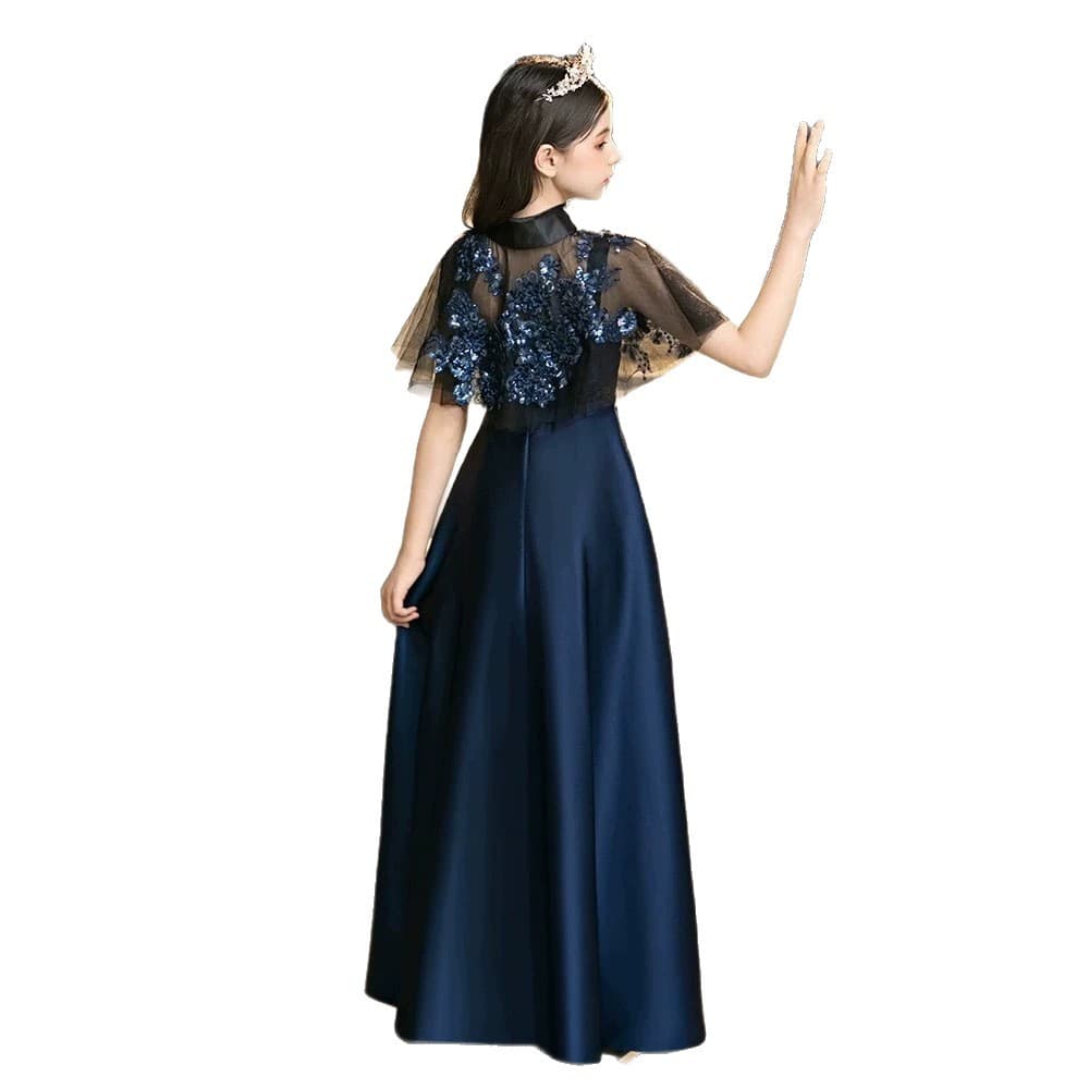 2026 New Retro Children's Guzheng Performance Dress, Girls Piano Recital Violin Orchestra Choir Princess Gown