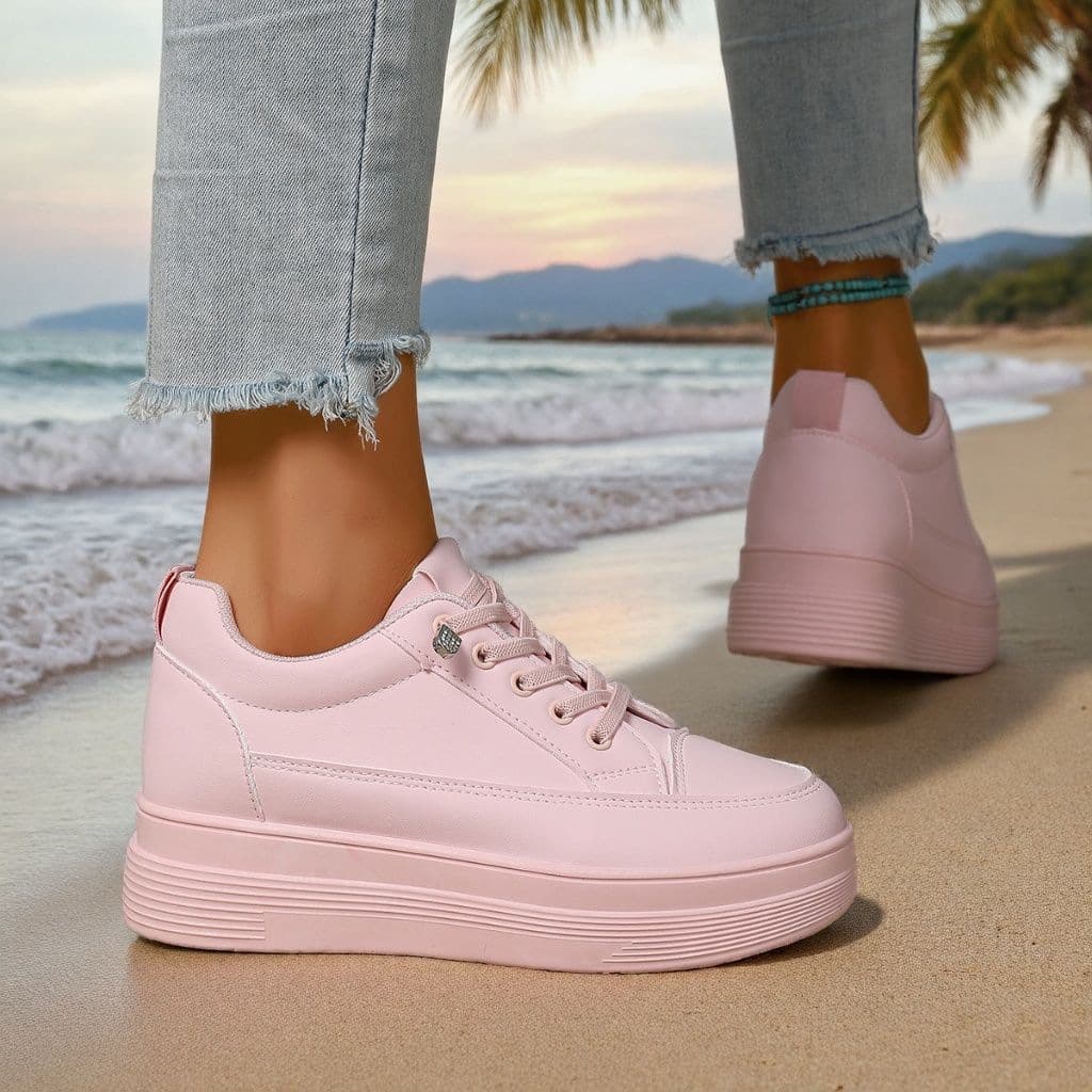 Women's White Casual Sneakers Spring Summer New Style, Versatile Korean Version Student Breathable White Shoes, Sports Flat Shoes with Thick Sole