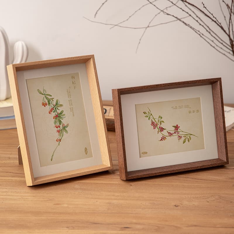 Chinese Wooden Picture Frame 6x6 Inch Empty Frame, National Style Calligraphy Mounting Frame, Wall Hanging Frame, Tabletop Display Frame, Premium Feel