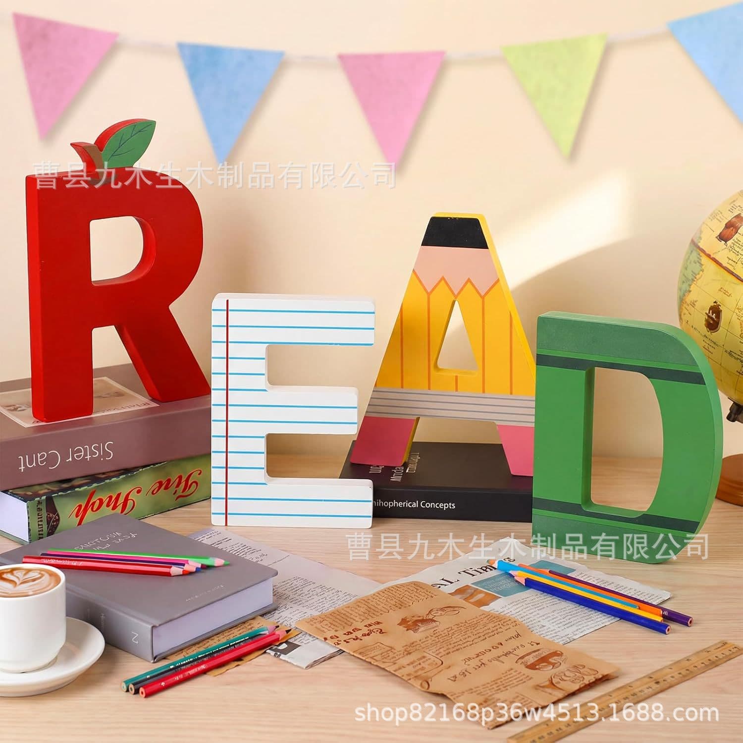 Cross-border school season colorful ornaments READ classroom bookshelf decoration children's bedroom decoration ornaments foreign trade new style