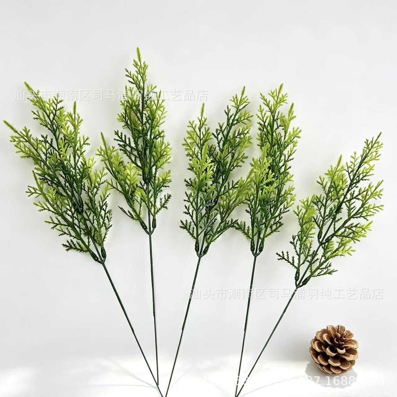 Cross-border Factory Wholesale Artificial Green Plant Decoration Single Branch Pine Cypress Water Grass Accessory Versatile Artificial Flower Decoration Christmas Ornament