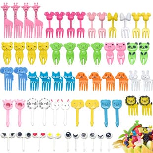 Cartoon Animal Fruit Forks for Kids, Creative Plastic Fruit Picks, Bento Set