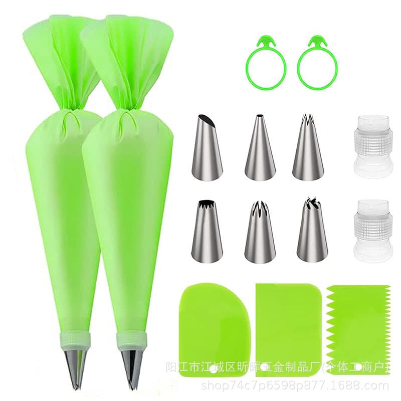 Cross-border 15-Piece Icing Nozzle Set Cake DIY Cream Scraper Silicone Ring Piping Bag Decorating Baking Tool