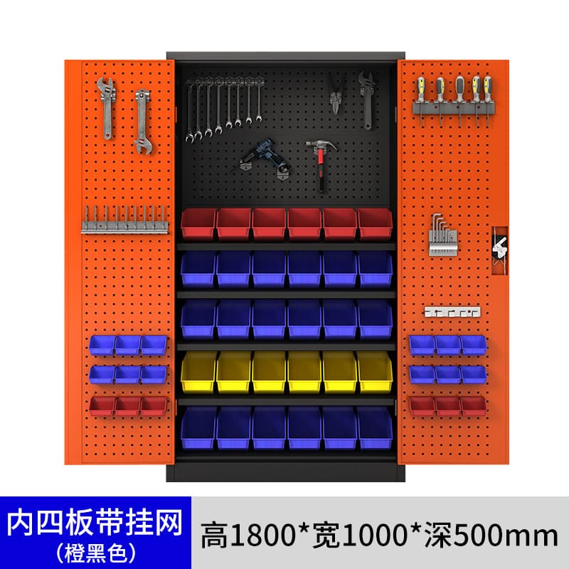 Heavy-Duty Tool Cabinet Workshop Tool Parts Storage Cabinet Factory Steel Double Door Thickened Drawer Hardware Tool Cabinet