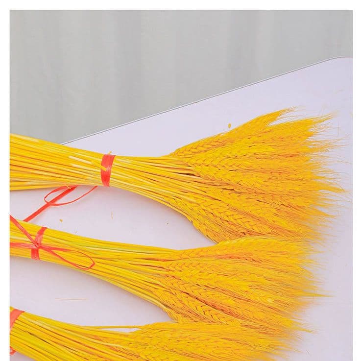 Golden Wheat Ears Opening Ceremony Flower Basket, Golden Barley Artificial Dried Flowers, Wheat Glass Vase, Living Room Festive Fortune-Enhancing Ornament