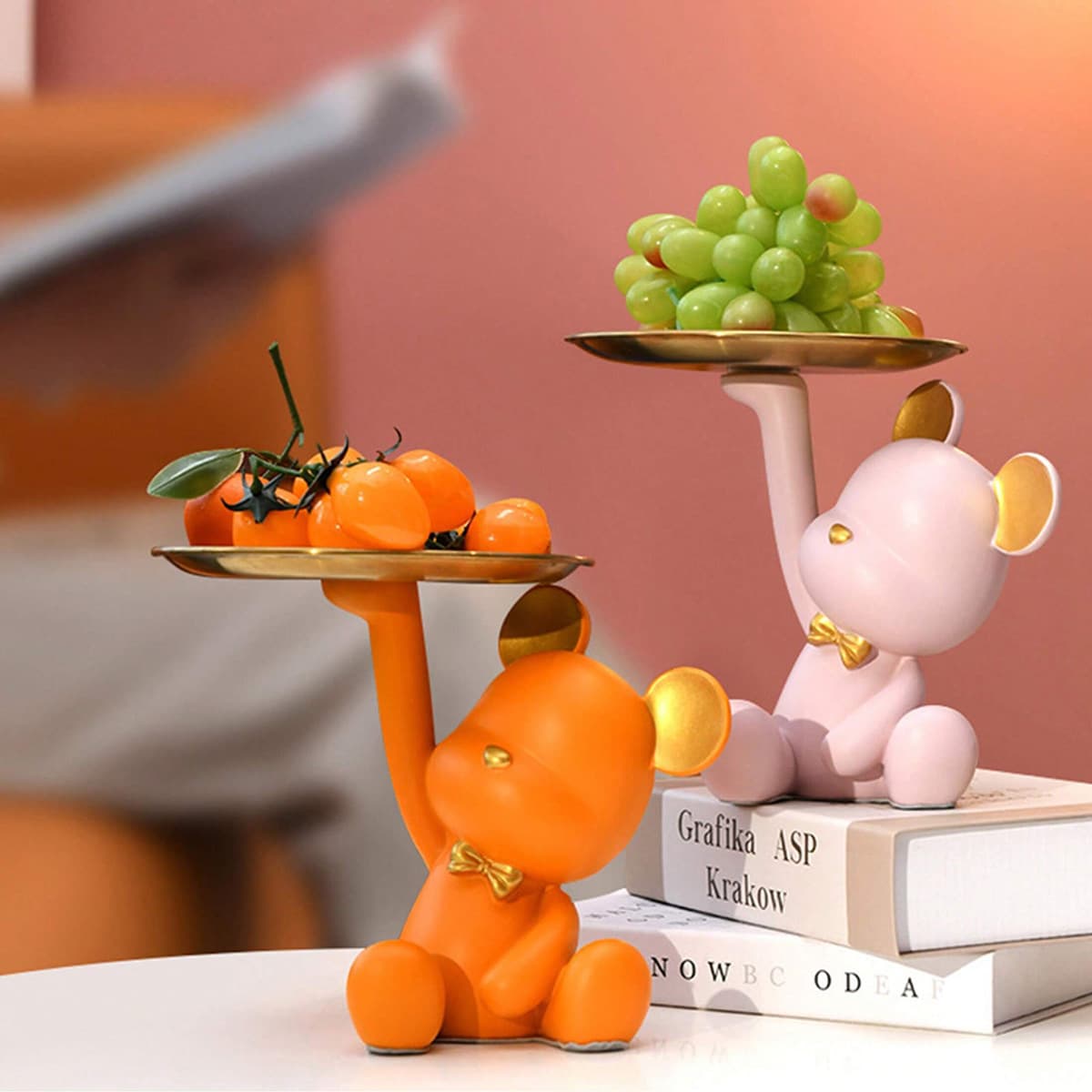 Violent Bear Figurine Key Tray Organizer Creative Desktop Luxury Style Living Room Home Decoration
