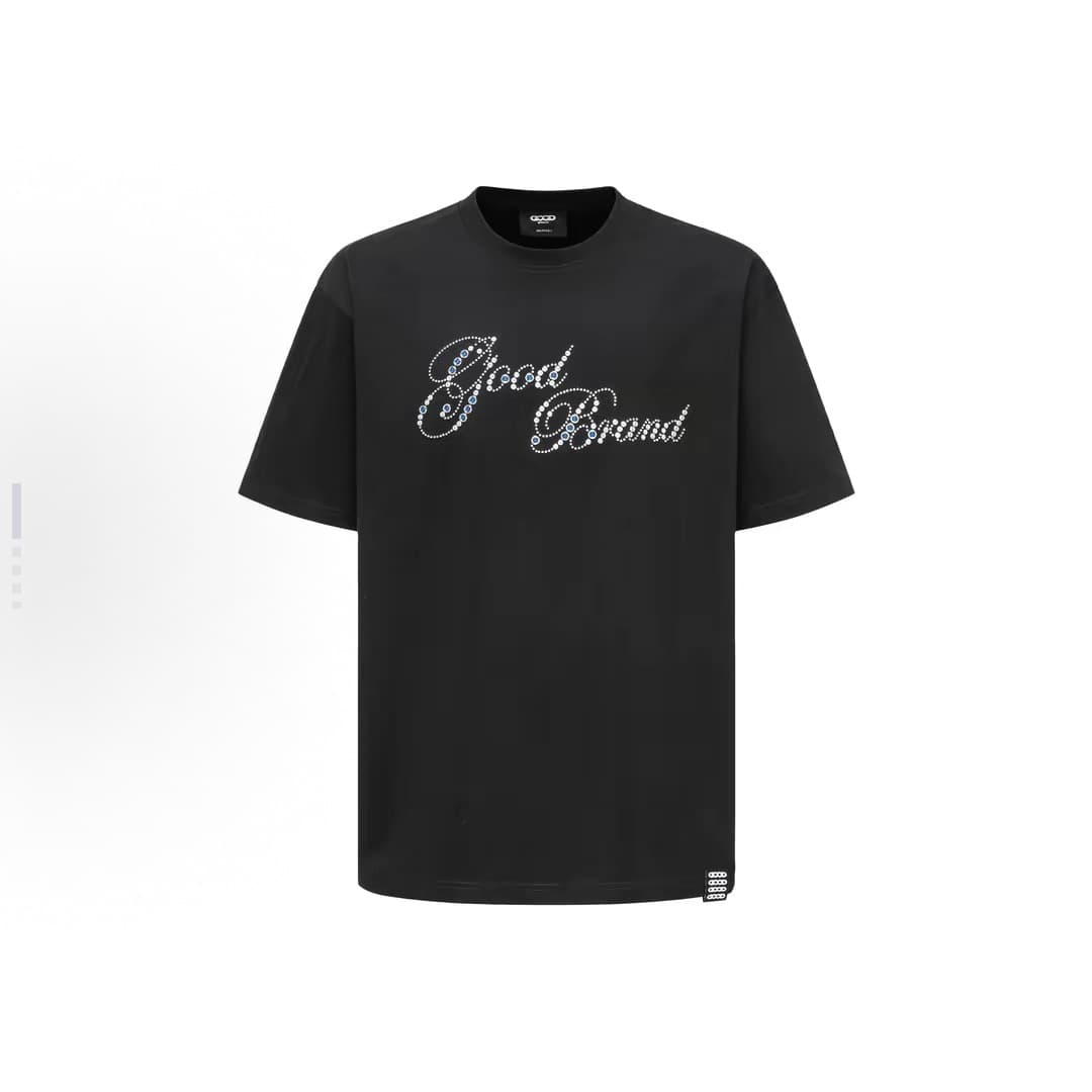 High version 2025 summer new GOOD pearl back art rhinestone hot diamond round neck men's and women's short-sleeved T-shirt