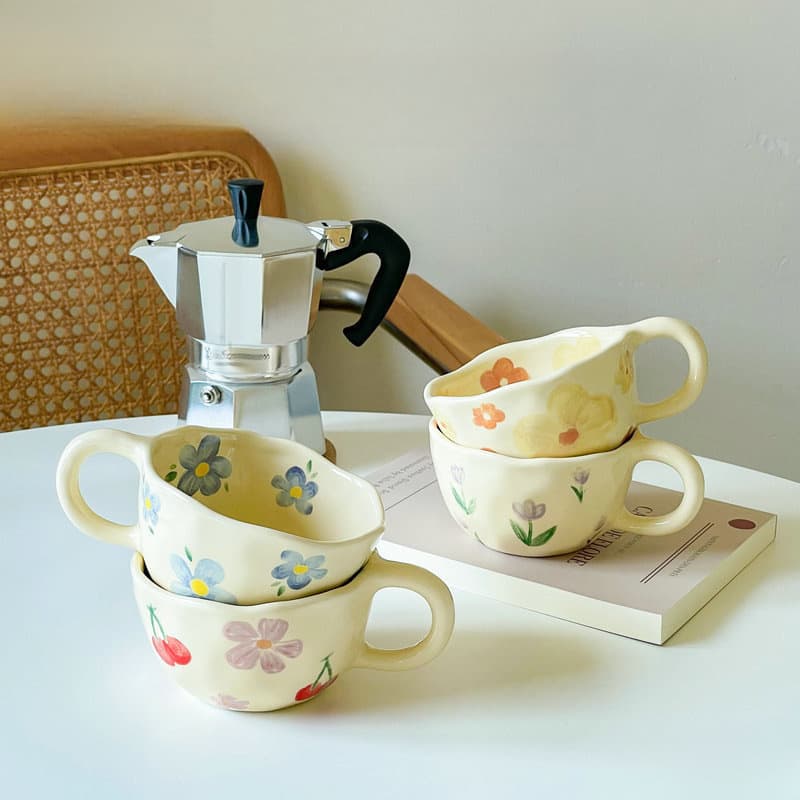 New Simple and Cute Ceramic Mug, Trendy Water Cup Office Coffee Cup for Women, Couple Mug for Women, Summer Autumn Mug