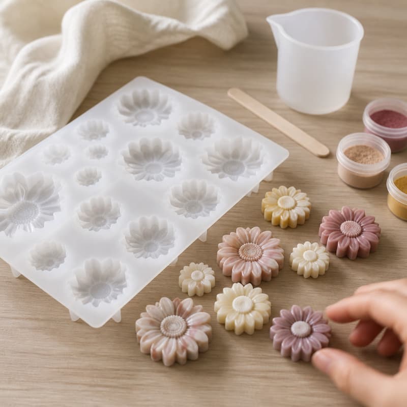 Full page chrysanthemum decoration silicone mold daisy flower scented candle plaster ornaments glue mold