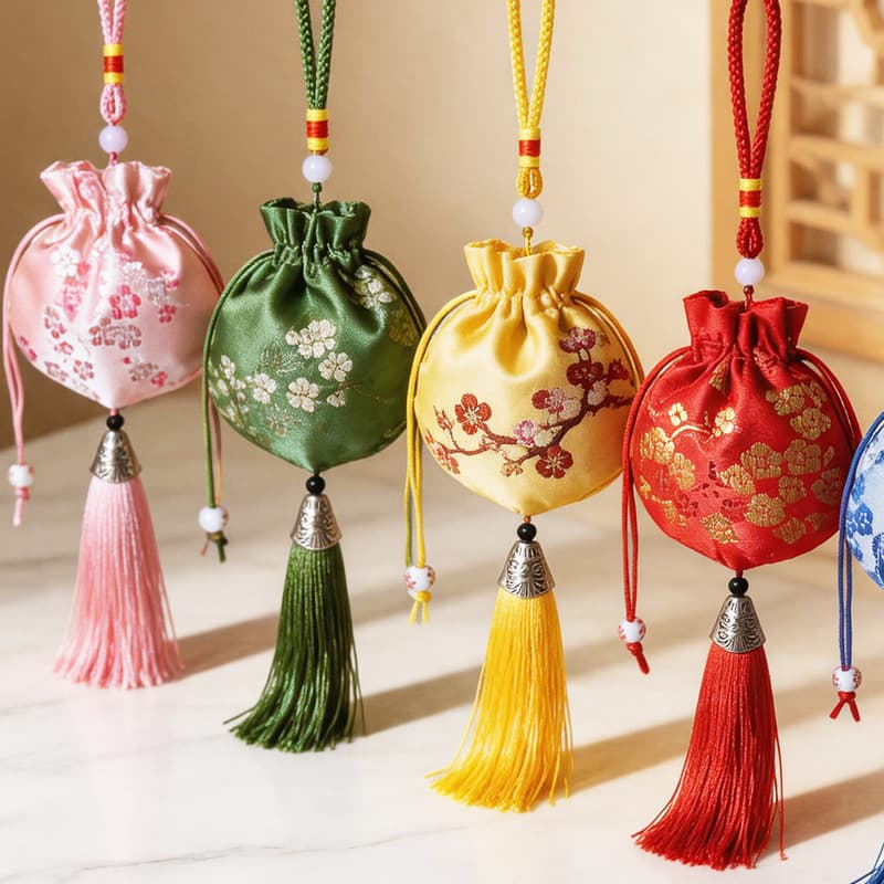Dragon Boat Festival Ancient Style Sachet Empty Bag, Hanfu Pouch with Gold Thread, Mugwort Sachet, Herbal Sachet Handmade Gift