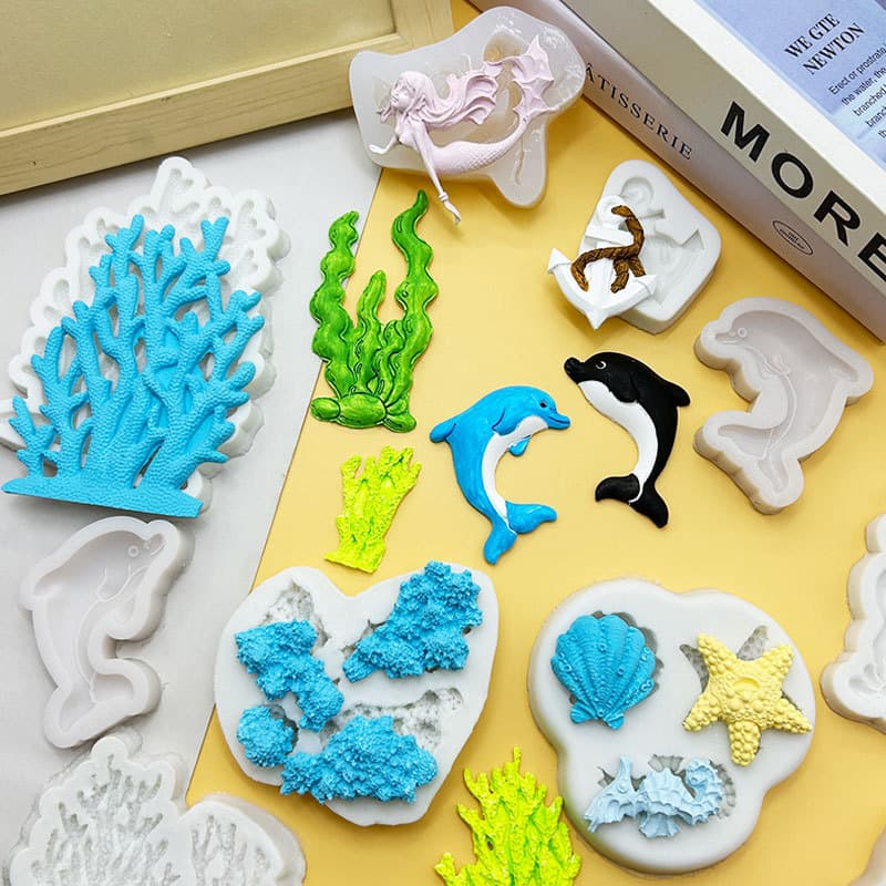 Ocean Chocolate Mold Set - Seaweed, Coral Reef, Mermaid Fondant Silicone Mold Cake Decorating Tool