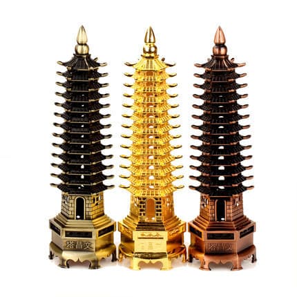 Wholesale Decor: Nine or Thirteen-Tier Pure Copper Wenchang Pagoda for Student Homes, Study Rooms, Offices, and Gift Crafts