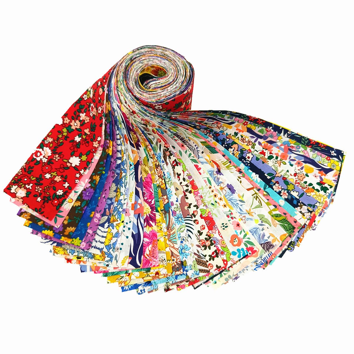 40-piece floral pattern patchwork quilted fabric, cake roll fabric, DIY fabric strips, hundred-family quilt material strips