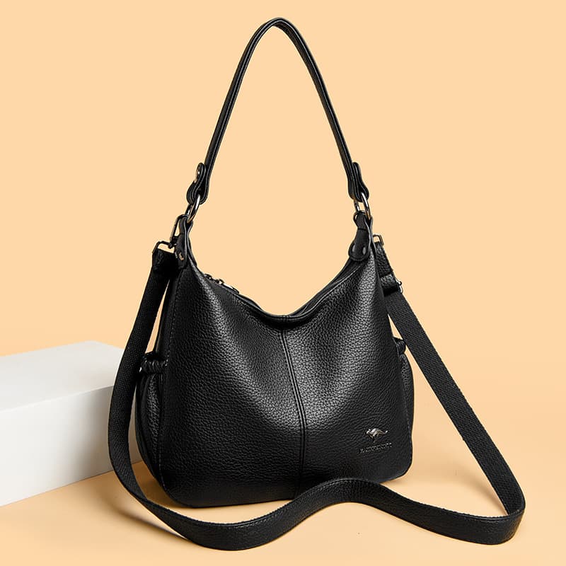 Kangaroo Bag Women's 2025 New Fashion Crossbody Shoulder Bag Large Capacity Mother's Bag Soft Leather Handbag