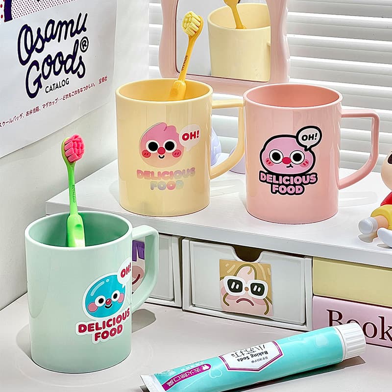 Kids Toothbrush Cup, Home Cartoon Durable PP Material Couple Rinse Cup