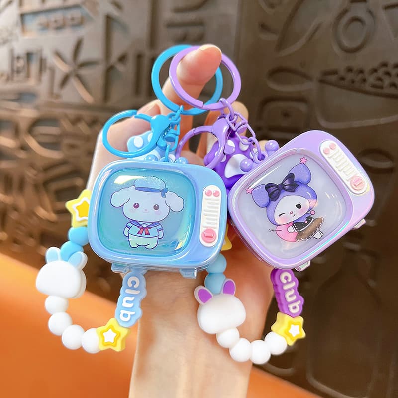 Cartoon Doll TV Keychain, Children's Fun Light-Up Toy, Night Light, Bag Pendant, Gift Wholesale