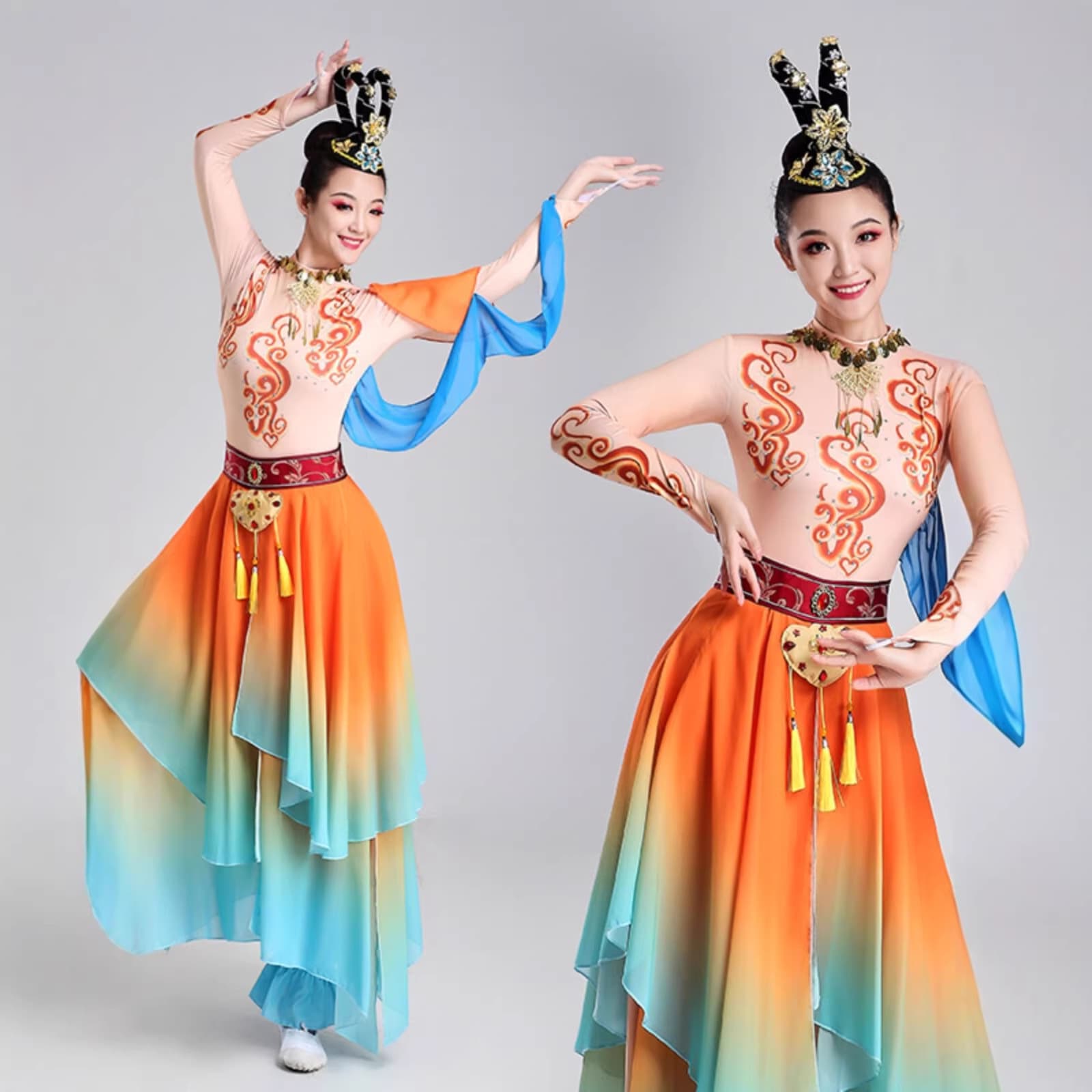 Dunhuang Feitian Dance Costume New Music Drum Silk Road Shenglian Classical Dance Costume Adult Art Exam Drum Costume