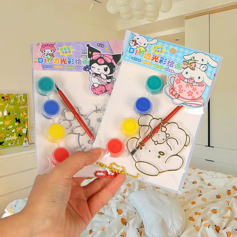 DIY translucent color painting craft Sanrio Cinnamon Dog hand-painted coloring template translucent color painting wholesale