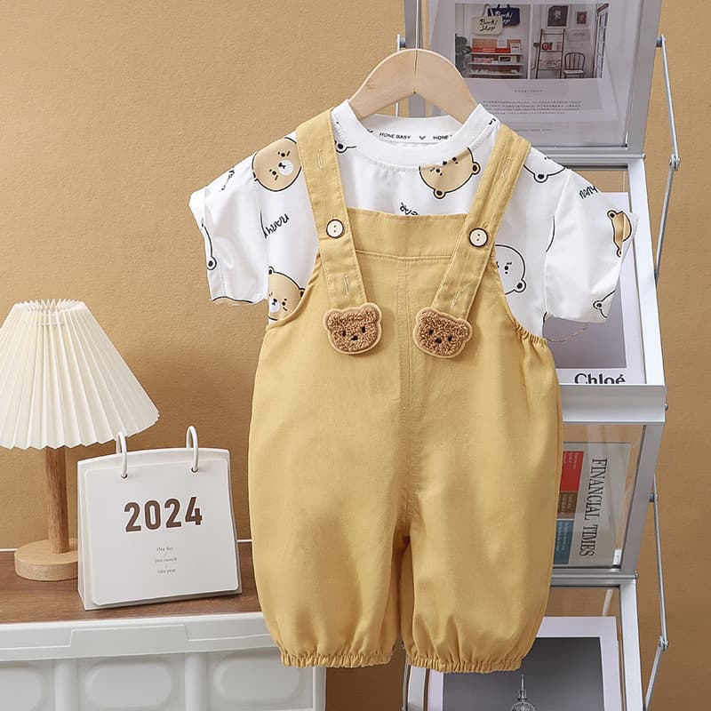 Kids' Boys' Summer Overalls Set, New Stylish and Handsome Summer Wear, Girls' Trendy and Fashionable Clothes