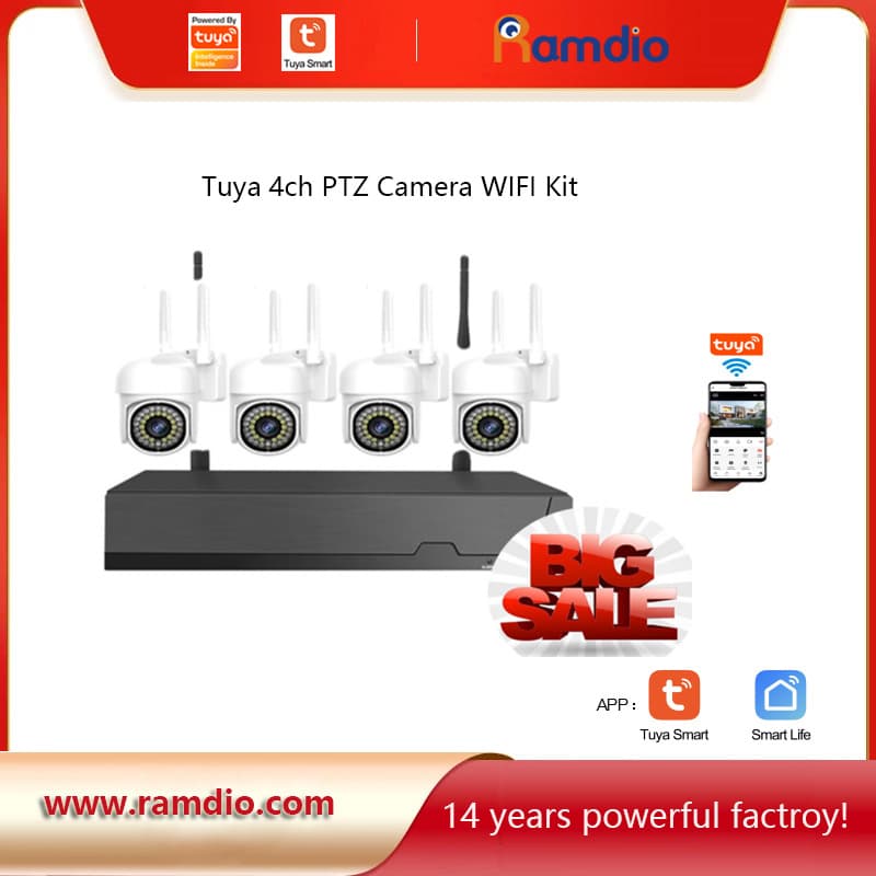 Tuya 4ch 3MP WiFi PTZ Camera NVR Kit