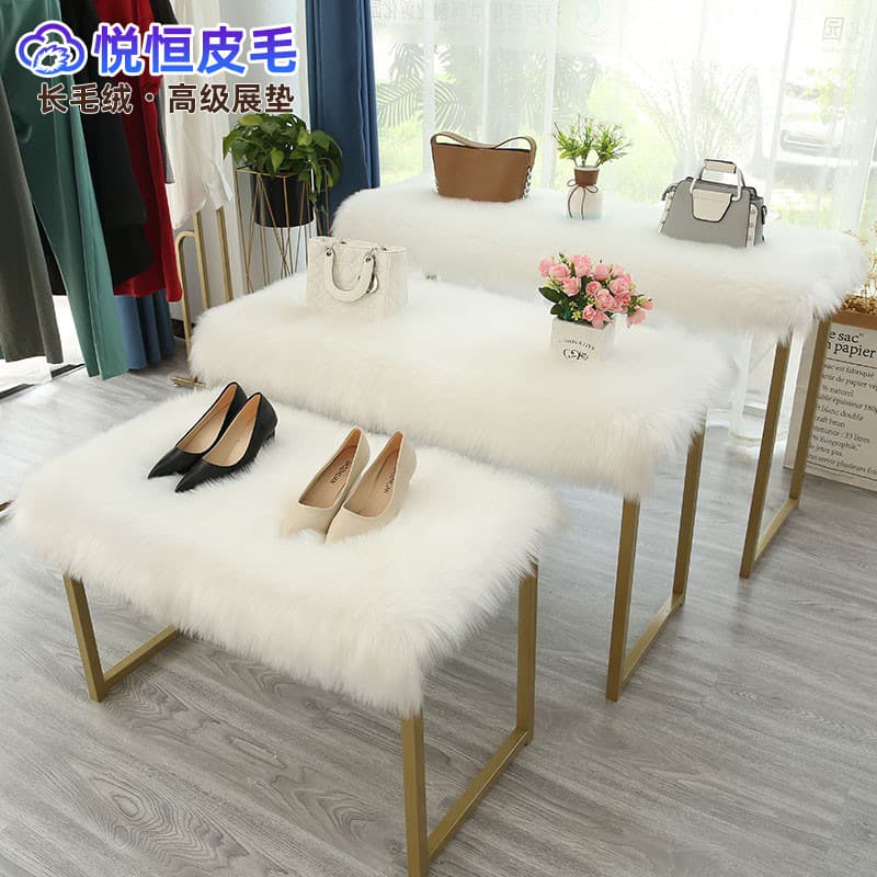 Cross-border Long Plush Display Mat for Window Shelves, Countertop, and Display Cabinets, Machine Washable, Stain-Resistant, Thick Faux Wool Carpet for Bedroom