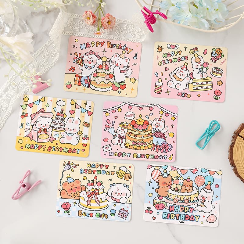 Ready stock birthday wishes simple creative greeting card message card birthday wishes mother's day cartoon flower card