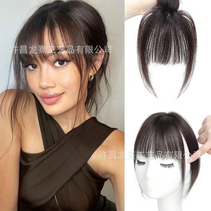 3D Air Bangs Wig for Women Natural Seamless Hair Volume French Top Hairpiece Fluffy Bangs