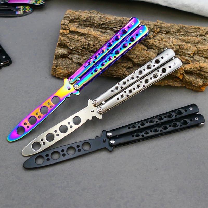 Yangjiang CSGO Butterfly Knife Full Steel Folding Balisong Practice Knife Unsharpened Beginner Trick Training Tool