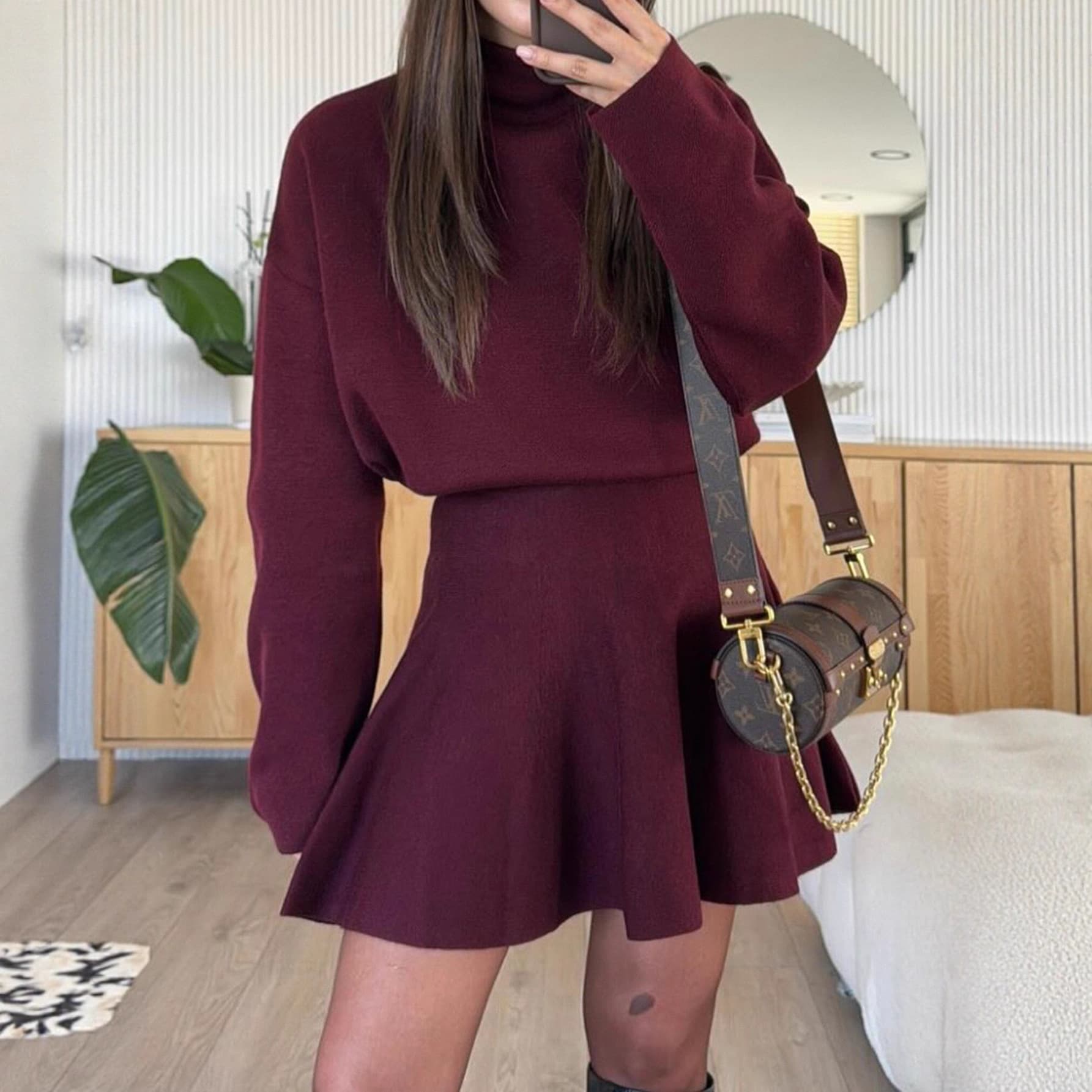 2025 New European and American Amazon Independent Station Casual Vacation Style Long Sleeve Short Dress Women's Dress Set Autumn and Winter