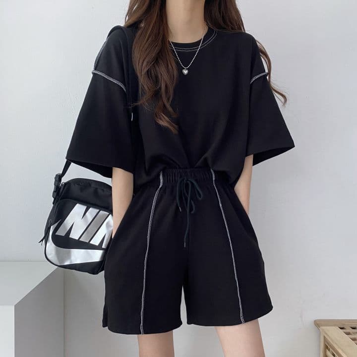 100% Cotton Women's Short Sleeve Shorts Two-Piece Set Student Korean Summer Fashion Casual Sportswear Loose Fit