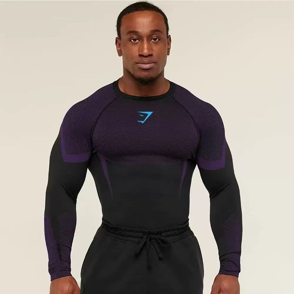 Best-selling Cross-border GYMSHARK Fitted Top Running Training Long Sleeve T-shirt Muscle Shark Fitness Top