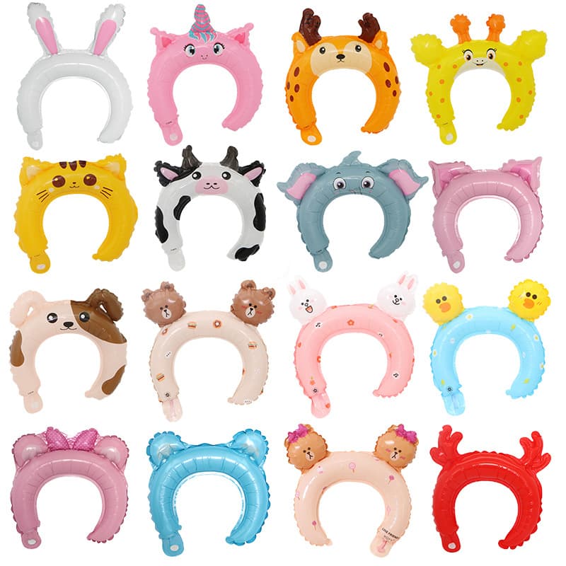 Local push balloons, headbands, aluminum film balloons, micro-business local push small gifts, cartoon animal headbands, aluminum foil balloons wholesale