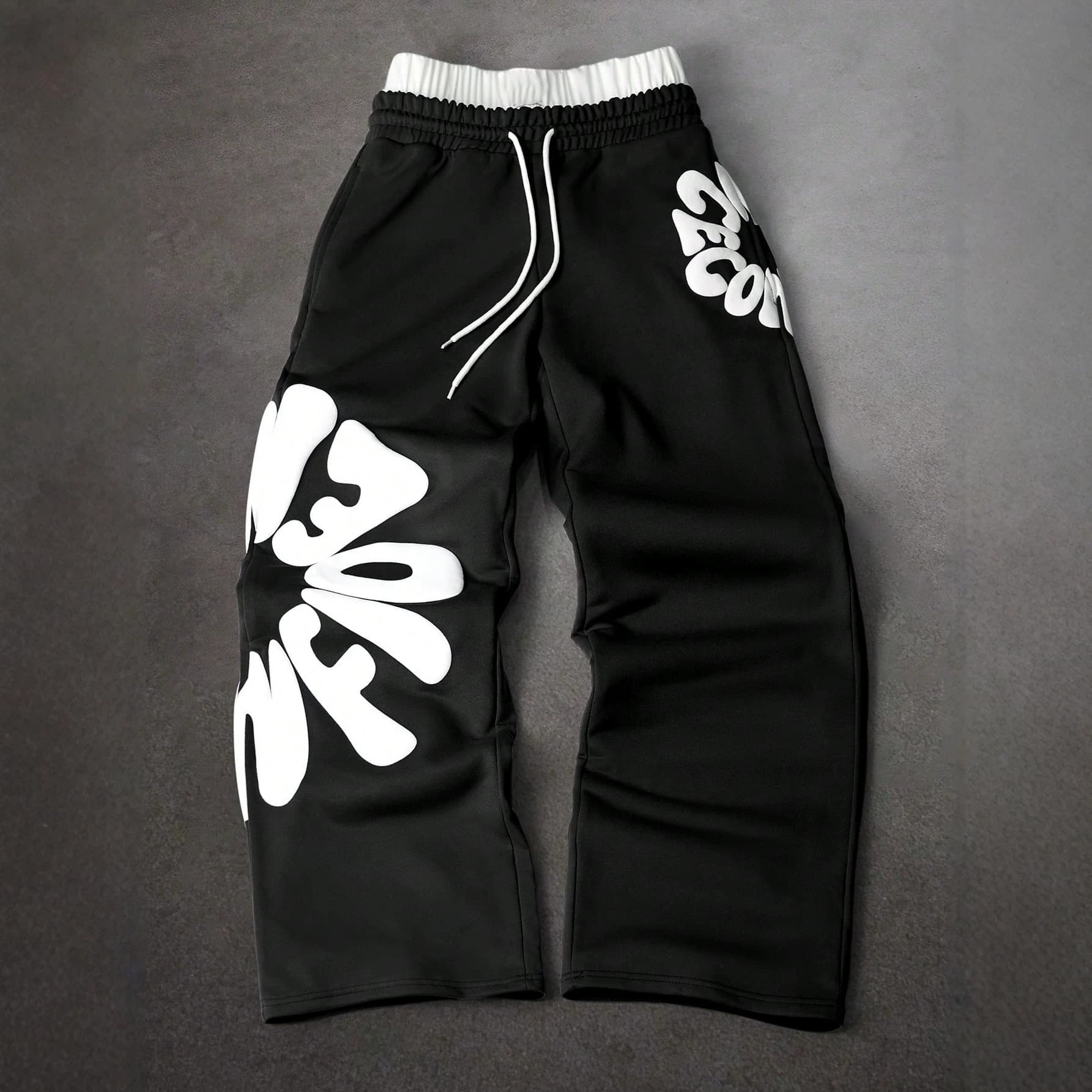 2026 Cross-border Street Y2K Hip Hop Rock Letter Foam Print Casual Pants Women Men Loose Straight Leg Pants Sweatpants