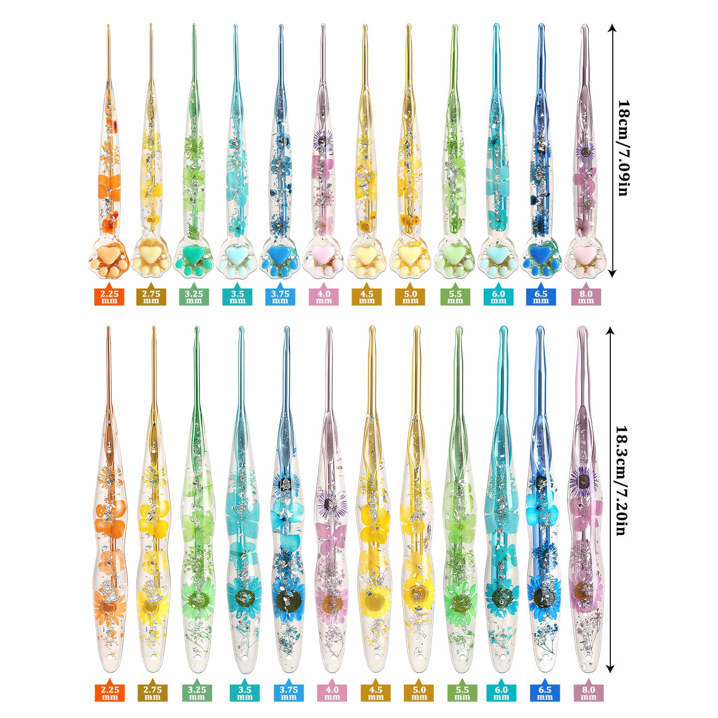 Cross-border Resin Epoxy Colorful Cat Paw Crochet Hooks DIY Yarn Knitting Tools Colorful Aluminum Crochet Hooks Extended Handmade