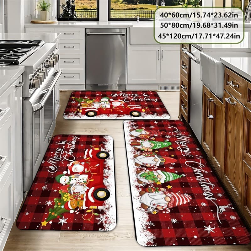 Christmas Style Wear-Resistant, Stain-Resistant, Easy-to-Clean Crystal Velvet Doormat for Home Decoration, Cross-Border TEMU Kitchen Mat