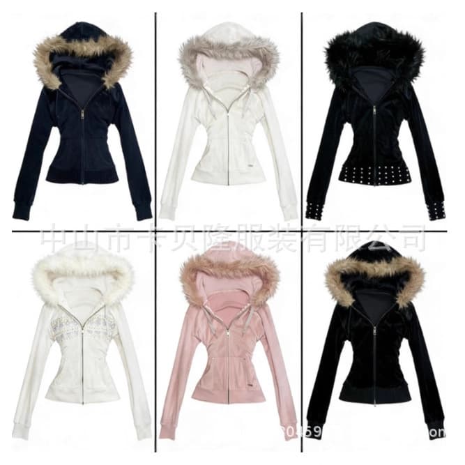 Autumn and Winter Niche Sweet Cool Style Plush Hooded Zipper Sweatshirt, Slim Fit, Slimming Jacket, Versatile Top for Women